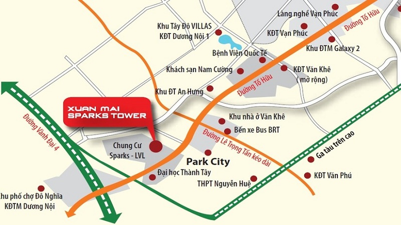 vị trí dự án xuan mai spark tower