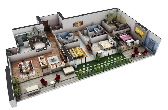 10 mẫu căn hộ 3 phòng ngủ đẹp, dễ ứng dụng cho những gia đình nhiều thế hệ cùng chung sống