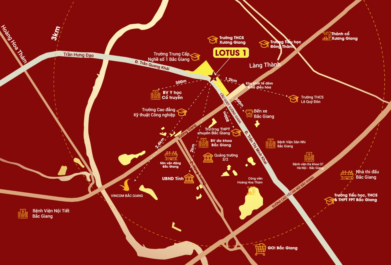 Tòa căn hộ Lotus 1 sở hữu vị trí trung tâm bậc nhất P. Bắc Giang