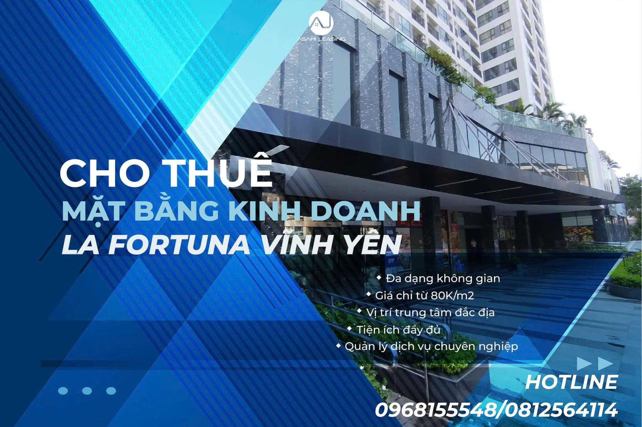 Asahi Leasing cho thuê văn phòng La Fortuna – Trung tâm phường Vĩnh Yên, tỉnh Phú Thọ