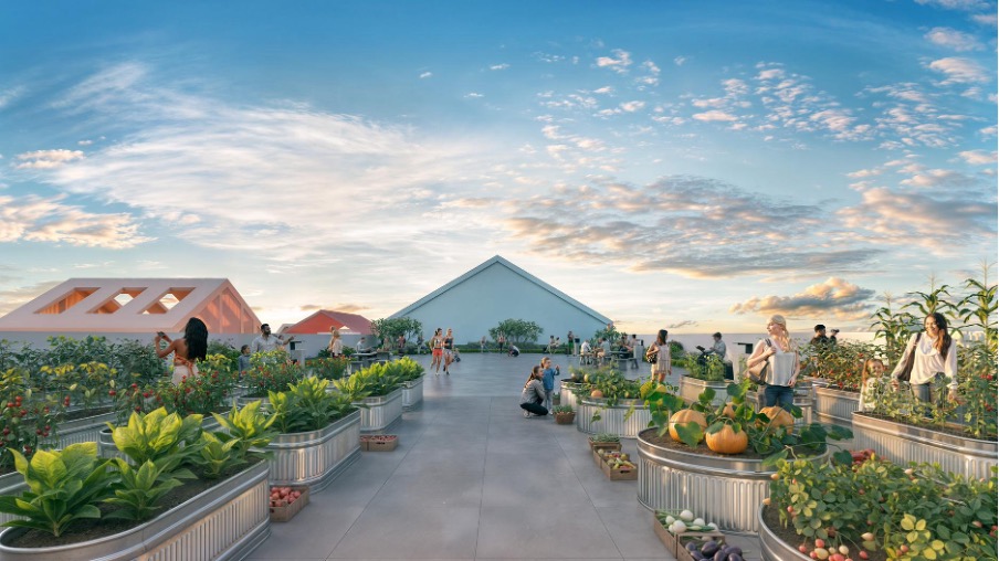 Tầng mái các tòa căn hộ được nâng cao nhằm tăng không gian trải nghiệm. (Ảnh phối cảnh: Sun Property)