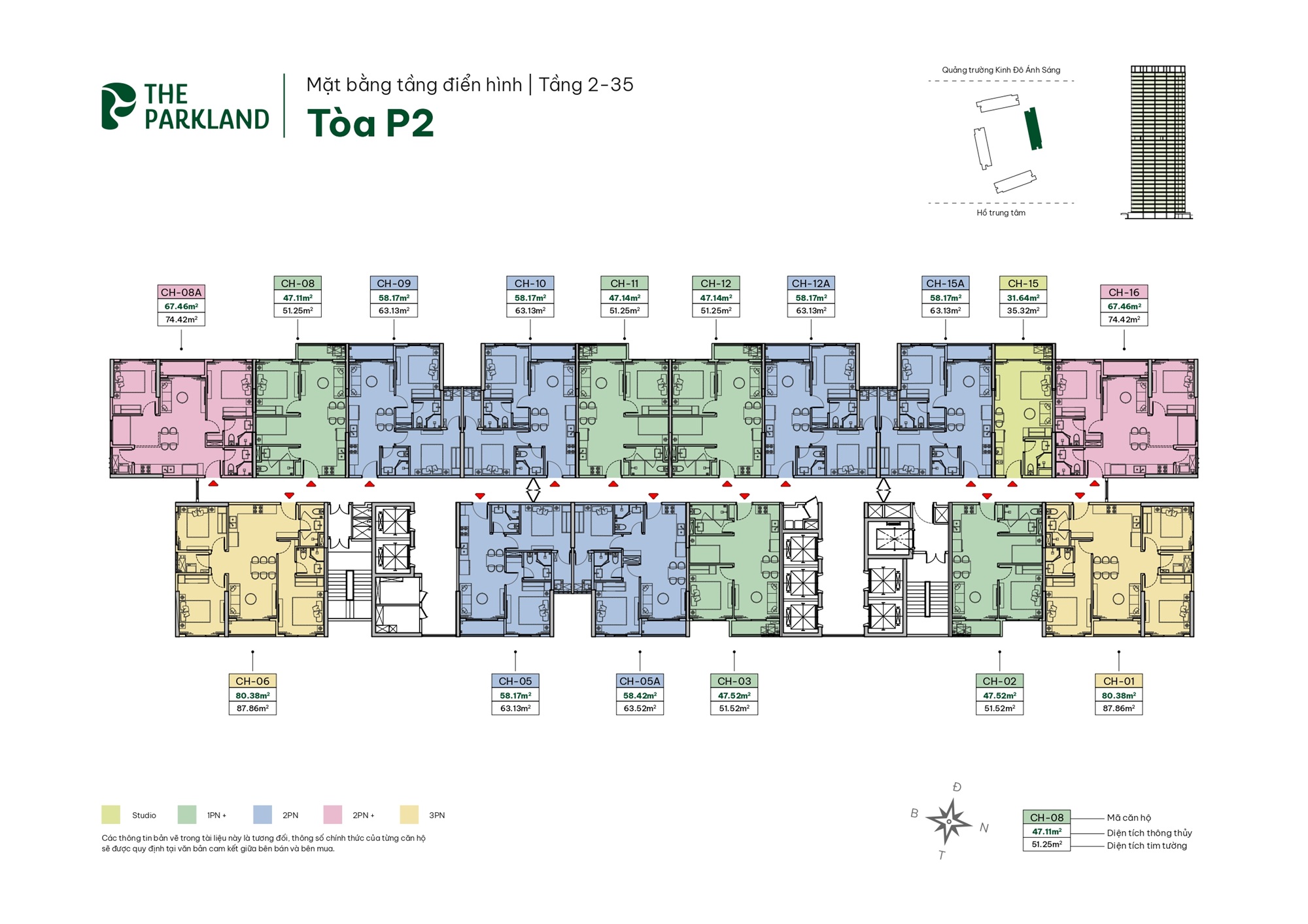 Mặt bằng tòa P2 dự án The ParkLand Ocean Park 2