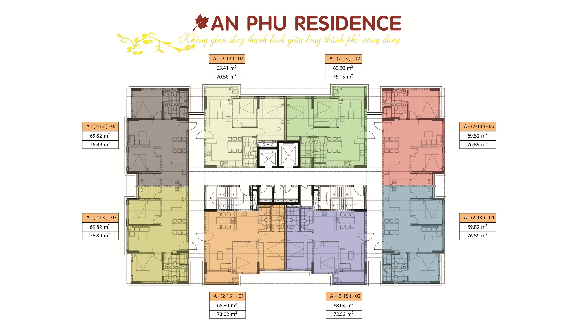 Mặt bằng căn hộ chung cư An Phú Residence tầng 2 - 12