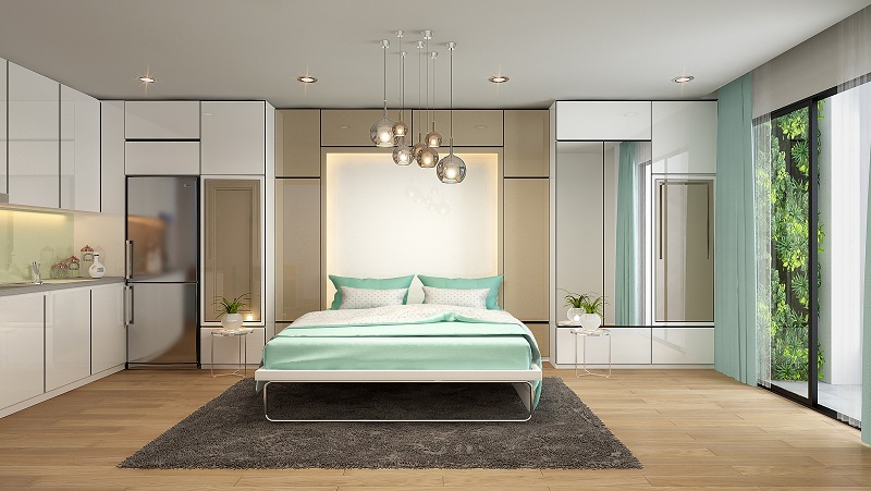 Căn hộ Limo được thiết kế linh hoạt vừa làm phòng khách và phòng ngủ với giường gấp gắn tường