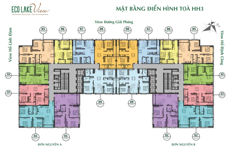 Mặt bằng điển hình tòa HH3 Mặt bằng điển hình tòa HH3