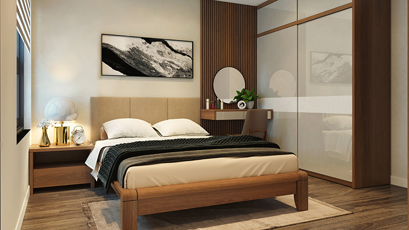 Đối với phòng ngủ nhỏ, nên thiết kế nội thất đơn giản, tránh rườm rà