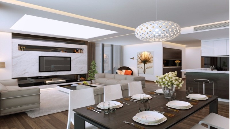 Các căn hộ thiết kế có ban công thoáng, phòng khách kết nối với bếp tạo không gian chung