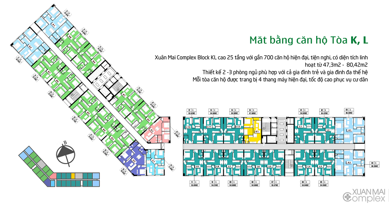 Mặt bằng căn hộ tòa K,L Mặt bằng căn hộ tòa K,L