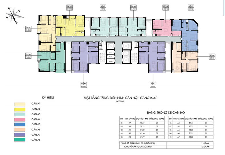Mặt bằng tầng điển hình căn hộ ( Tầng 16-33) Xuân Mai Riverside Mặt bằng tầng điển hình căn hộ ( Tầng 16-33) Xuân Mai Riverside
