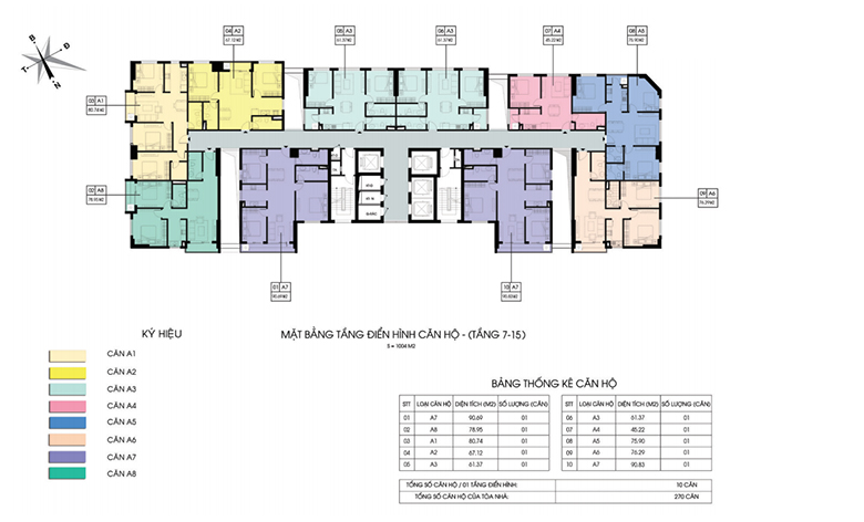Mặt bằng tầng điển hình căn hộ ( Tầng 7-15) Xuân Mai Riverside Mặt bằng tầng điển hình căn hộ ( Tầng 7-15) Xuân Mai Riverside