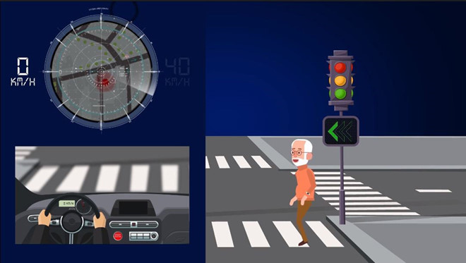 Bảng radar ở các nút giao của khu đô thị sẽ cảnh báo tốc độ của những phương tiện qua lại, đảm bảo an toàn cho cư dân, nhất là người lớn tuổi