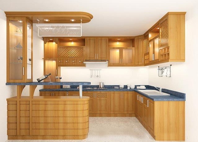 Tủ bếp bằng gỗ veneer có nhiều loại vân, thớ gỗ đẹp mắt cho bạn lựa chọn. 