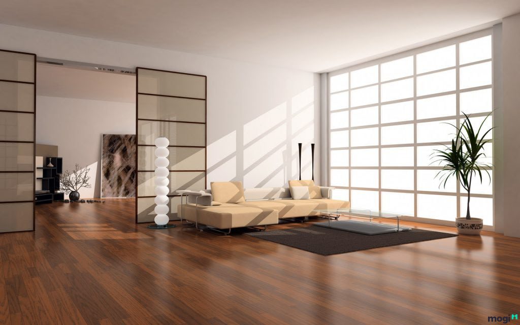 Thảm trải sàn gam màu trung tính với họa tiết đơn giản cho căn phòng thêm hiện đại